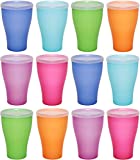 idea-station NEO vasos de plástico 12 piezas, 450 ml, coloreados, tapa, reutilizables, irrompibles, rígidos, niño, niños, camping, agua, cerveza