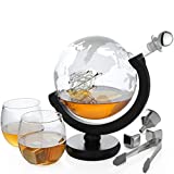 Oak & Steel - Globo decantador de whisky y grappa - 1500 ml - Incluye vasos, piedras de whisky y tapón de cristal - Caja de regalo con diseño refinado