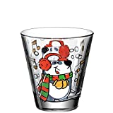 Leonardo Children 016321 - Juego de 6 vasos para niños en vidrio con motivo de panda de invierno apto para lavavajillas, 215 ml