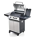 SIRMAN |  BBQ BBQ X3 y X4 con 3 o 4 quemadores separados y quemador de gas lateral |  Parrilla de cocción dividida en zonas (3 o 4) y Termómetro |  Tapa, Mandos y Puertas en Acero Inoxidable (4 zonas)