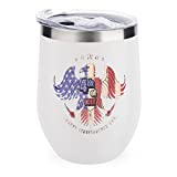 Botella de agua al aire libre de acero inoxidable con tapa Independencia de la taza de café de la bandera del águila 304 Hogar de acero inoxidable 350ml-negro