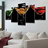 Cuadro en 5 paneles para colgar en la pared Vasos de Martini Impresión en lienzo 5 piezas Impresiones y pinturas 5 paneles Lienzo Arte Arte de la pared Arte sobre lienzo 150X80 Regalo