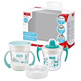 NUK Learn to Drink set con Trainer Cup Learner Cup (6 meses en adelante) |  Magic Cup 360 ° Sippy Cup (8 meses en adelante) y Action Cup Toddler Cup (12 meses en adelante) |  230ml |  Libre de BPA |  raton azul