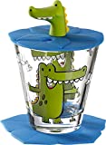 Leonardo Bambini 034795 - Vaso de vidrio para niños, motivo: cocodrilos, sin BPA, apto para lavavajillas, 3 piezas, 215 ml