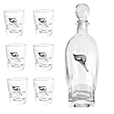 Vasos de chupito para licor Botella de cristal con placa de plata Mesa de casa Juego de 6 Gran idea para un regalo