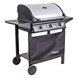 Barbacoa de gas Dmora 3 fuegos, en metal y estantes de madera, 136 x 56 x h108 cm