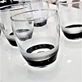 Pagano home 6 vasos para agua / wisky color negro en vaso modelo Aurora banda negra negra