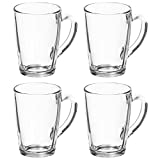 com-four® 4x Taza de Té - Vasos de Vidrio con Asa - Ideal para Té, Chocolate Caliente, Café y Capuchino (04 piezas - 315ml)