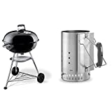 Weber 1321004 - Barbacoa de carbón compacta, 57cm, negra y encendedor de chimenea 7416