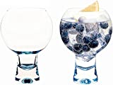 Wrenbury - Juego de 2 vasos de ginebra de 2 '' azul zafiro con caja de regalo de base sólida