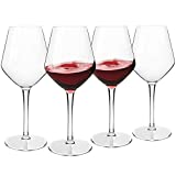 COOKY.D - Copas de vino tinto de plástico tritán, irrompibles, tallo largo, ideales para fiestas y cumpleaños, aptas para lavavajillas, sin BPA, plástico, rojo burdeos, juego de 4