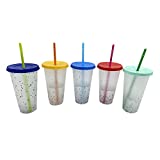 YANLE 5 piezas / juego Vasos de 24 onzas (700 ml) Vasos que cambian de color Vasos de plástico que cambian de color Vaso de plástico recargable Botella de agua para