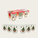 arca - Juego de 6 Vasos de Navidad - 27CL - Vidrio Reforzado - Made in Italy - LAVAVAJILLAS - Resistente - Durable (SNOW VILLAGE)