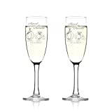 Juego de 2 copas de vino espumoso personalizadas con grabado - regalo de boda para novios - nombre y fecha - idea de regalo para boda - copas para parejas - anillos como novios