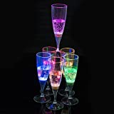 BCXRSE 6 Piezas Flauta LED Copas de champán Copas de vino iluminadas de plástico Flauta Intermitente Copas de champán para decoraciones de fiesta, líquido activado, 6 colores (Color: A, tamaño: 6 piezas)