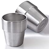 Vasos de acero inoxidable Newk, 283,5 ml, taza de metal, pared doble, para barbacoa, hogar, oficina, fiesta, guía, paquete de 2