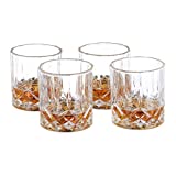Relaxdays Juego de 4 Vasos de Whisky, 250 ml, Cristal, Decorativos, para Vitrina y Esquina de Bar, Transparente