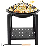 ML DESIGN Brasero y parrilla para barbacoa al aire libre con parrilla para barbacoa - Brasero de acero 2 en 1 - Ideal para jardín Terraza Camping Playa Montaña Viajes - Patas extraíbles y protección contra incendios