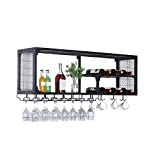WFCZG-WF Soporte para Botellas de Vino de Metal de Hierro Negro, Soporte para Botellas de Vino y Gabinete Multifuncional, Soporte para Botellas para Colgar en la Pared, no es fácil de oxidar, Fácil Mantenimiento Hermoso