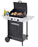 Campingaz Lava Rock BBQ Xpert 100 L Plus Rocky, Barbacoa Compacta con 2 Quemadores, 7,1kW de Potencia, 2 Rejillas Cromadas, 2 Estantes Laterales y Carro con Ruedas