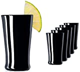 PLATINUX Set de 6 vasos de chupito, cristal, color negro, 20 ml (máx. 30 ml)