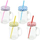 CREOFANT Juego de 4 vasos con pajitas, copas de cóctel hawaianas Fiesta en el jardín aprox.  400ml