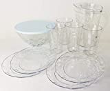Tupperware Diamond Stella - Bol para servir 2l + tetera 2l + 4 vasos x 475ml + 4 platos + mini colador violeta