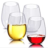 Homeriy - 4 copas de vino de plástico, sin tallo, irrompibles, irrompibles, para el hogar, bar, camping