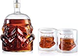 XIANDIAN Red Army Vodka Decanter Botella de jarra de whisky, Whisky transparente creativo con 2 vasos, Jarra de whisky Jarra destilada Glass-750ml