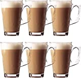 Juego de 6 tazas de café de 240ml, transparentes para café helado, latte, capuchino, chocolate caliente, especialmente diseñadas para ser resistentes al calor, para té