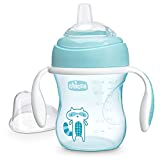 Chicco Transition Cup Vaso Antigoteo para Niños 200ml, 1 Biberón Vaso 4+ Meses para Aprender a Beber, con Pico Ergonómico de Silicona, Doble Válvula Anticólico, Sin BPA - Azul Claro