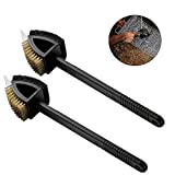 yyuezhi Cepillo de parrilla profesional con raspador Parrilla de barbacoa con cepillo de barbacoa multifunción Cepillo de limpieza de parrilla de 2 piezas para limpieza de barbacoa 3 en 1