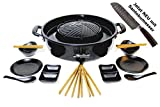 TomYang BBQ Premium Edition con juego de vajilla para 2 personas y el cuchillo TomYang Santoku - Thai Grill & Hot Pot, barbacoa eléctrica, para comida tailandesa y Hot Pot!