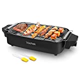 Barbacoa eléctrica, Barbacoa eléctrica Barbacoa eléctrica extraíble sin humo Control de temperatura Área de parrilla 41 x 23 cm 1800 Watt, Negro