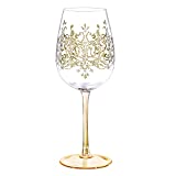 NymphFable Copas de vino pintadas a mano Corona dorada Copas de vino tinto 15 oz para cumpleaños Bodas Día de San Valentín