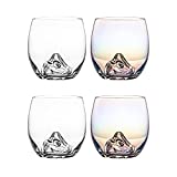 BZ - Copa de vino tinto, 350 ml, hecha a mano, en cristal corto transparente, para agua sanitaria, leche para el desayuno, 2 colores, 4