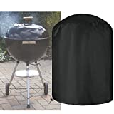 O Lankeji Funda redonda impermeable para barbacoa, funda para barbacoa con cordón y bolsa de almacenamiento, funda para barbacoa de gas Char Broil a prueba de viento/anti-UV/impermeable