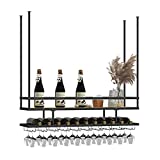 DSVONAUS Portabotellas de techo para copas de vino - Portabotellas - Portabotellas de metal para copas al revés, portabotellas de mesa para cocina casera, negro