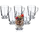 KADAX Juego de 6 Vasos de Café, 300ml, Vasos de Té de Vidrio, para Vino Caliente, para Té, Café, Café y Café con Asa, Vasos de Capuchino