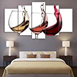 Impresiones en lienzo e imágenes 5 piezas, imagen en lienzo 5 piezas Copas de vino para cocina Restaurante Impresión en lienzo en impresiones Imágenes Hogar Sala de estar Decoraciones interiores Arte Regalo
