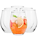 Juego de copas de vino sin tallo Copas de agua Coctail Licor Copas de vino blanco Copa de vino moderna Copas de vino | Apto para lavavajillas | Colección Sofía | 580ml | Juego de 6 piezas