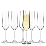 Copas de cava 6 unidades |  Copas de champán y copas de vino espumoso 200 ml |  6 copas de champán elegantes |  Copas de flauta de vino espumoso y prosecco