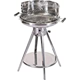 Barbacoa de carbón ACTIVA 'Ibiza' redonda en acero inoxidable, con parrilla cromada regulable, rejilla calentadora y ventilación en la columna