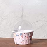 LZYMLA Paquete de 100 moldes para magdalenas con tapa de cúpula, vasos de papel para magdalenas, soufflé de postre, budín de repostería, bodas, fiestas de cumpleaños