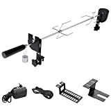 SHYOSUCCE Asador eléctrico con 2 agujas para carne, motor, alimentado por USB y adaptador, asador de barbacoa para parrilla de carbón, parrilla de gas, carrito de parrilla, longitud ajustable 69-137 cm