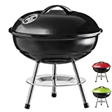 Goods & Gadgets Micro BBQ Grill Parrilla compacta Parrilla de carbón de viaje Parrilla esmaltada de acero inoxidable 38 cm (Negro)