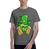 Camiseta de cerveza con dos vasos de calavera de San Patricio para hombre, manga corta de algodón con cuello redondo informal, rosa purpúreo oscuro, 3XL