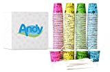 1000 tazas de café de papel biodegradable de varios colores + 1000 cucharas de café de madera de abedul biodegradables