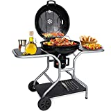 Barbacoa de carbón, Barbacoa de carbón Barbacoa Jardín Barbacoa Barbacoa de carbón 58cm Diámetro Hervidor Barbacoa portátil con Tapa, Ruedas para Picnic Camping y Fiesta