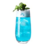 qbznanbei Vasos de agua Vasos de vidrio transparente, Vasos para bebidas, Ideal para leche, té, cócteles, Refrescos, Refrescos, Jugo (2 piezas) Vasos de vidrio